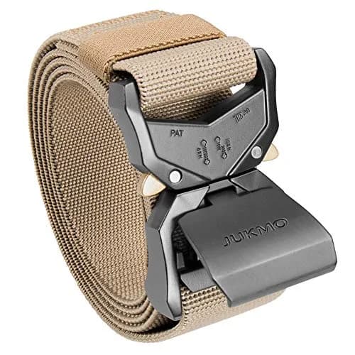 JUKMO Tactical Belt Coyote 3.8cm (1.5") | Heavy Duty Aluminum Alloy Buckle & Stretch Nylon Strap thumbnail 1