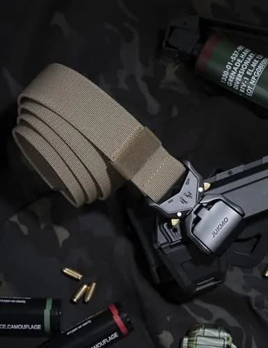 JUKMO Tactical Belt Coyote 3.8cm (1.5") | Heavy Duty Aluminum Alloy Buckle & Stretch Nylon Strap thumbnail 7