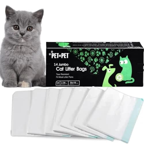 PET N PET Cat Litter Box Liners Jumbo 36x18 | Tear-Resistant, Drawstring, Heavy-Duty Plastic thumbnail 1