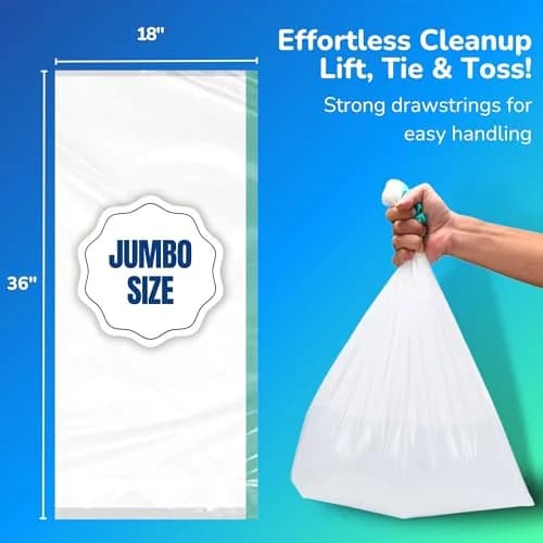 PET N PET Cat Litter Box Liners Jumbo 36x18 | Tear-Resistant, Drawstring, Heavy-Duty Plastic thumbnail 4