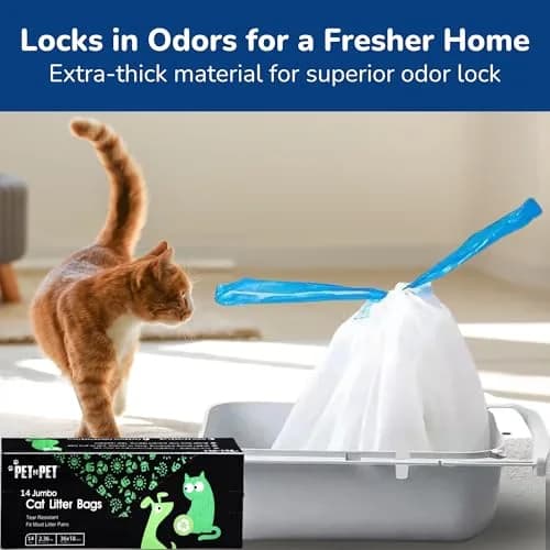 PET N PET Cat Litter Box Liners Jumbo 36x18 | Tear-Resistant, Drawstring, Heavy-Duty Plastic thumbnail 6