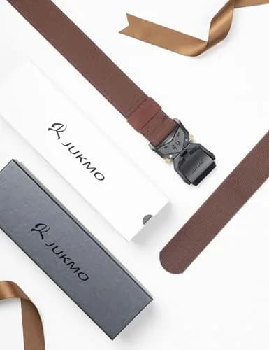 JUKMO Tactical Belt with Quick Release Buckle, 1.5" (3.8cm) Stretch Nylon, Large (Waist 42"-46") | Military Hiking Work Belt thumbnail 6