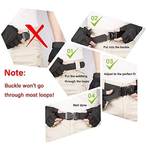 JUKMO Tactical Belt with Quick Release Buckle, 1.5" (3.8cm) Stretch Nylon, Large (Waist 42"-46") | Military Hiking Work Belt thumbnail 8