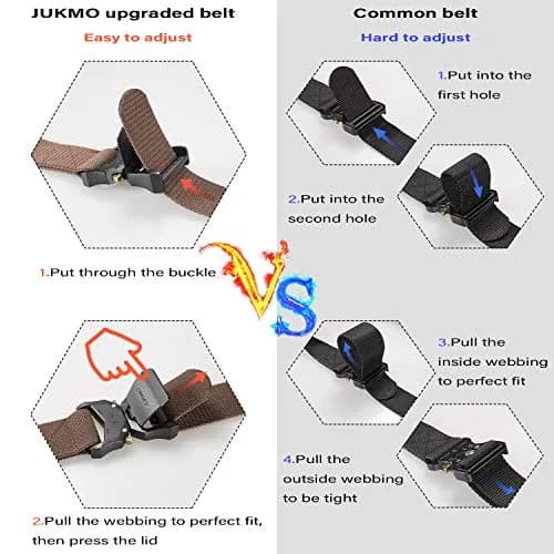 JUKMO Tactical Belt with Quick Release Buckle, 1.5" (3.8cm) Stretch Nylon, Large (Waist 42"-46") | Military Hiking Work Belt thumbnail 3