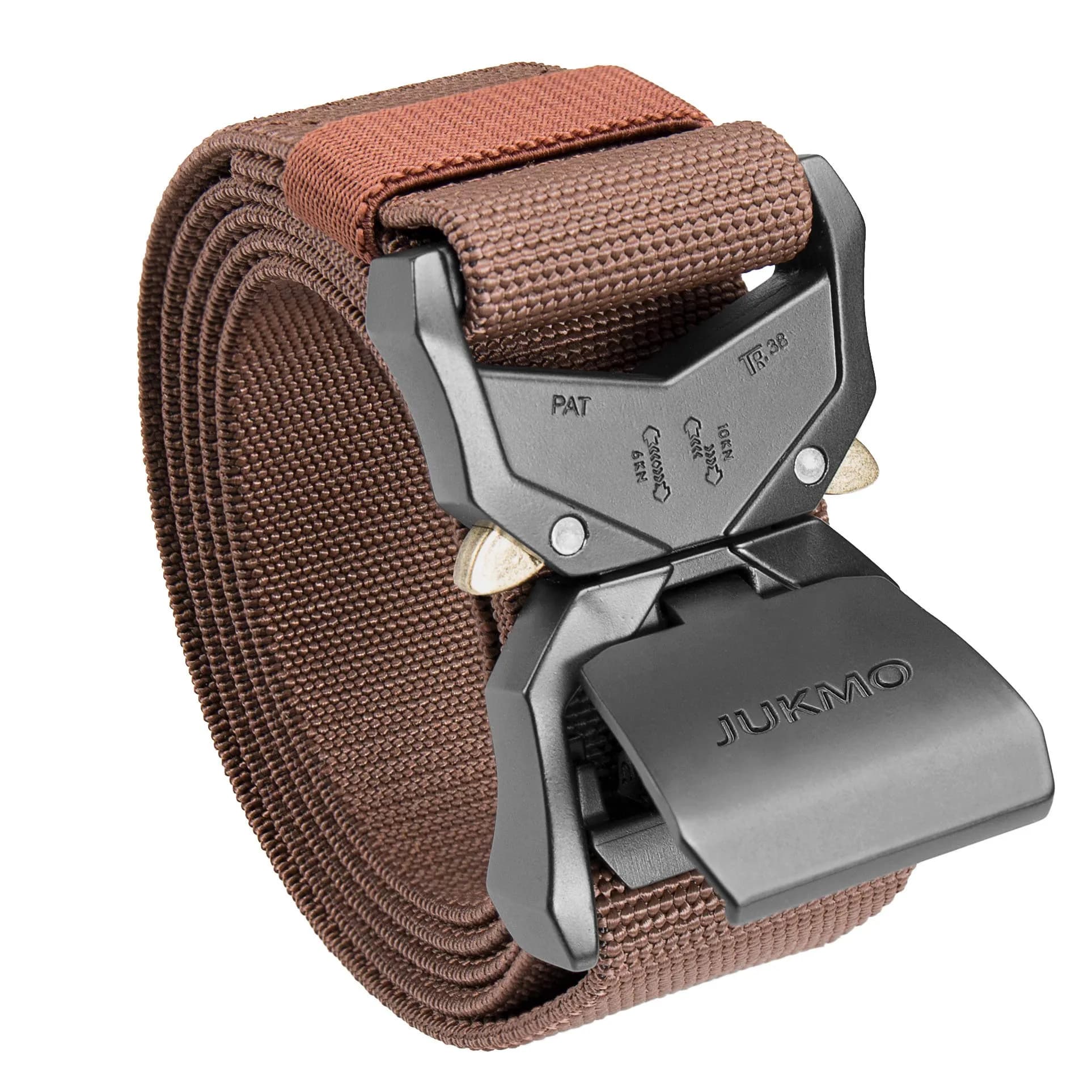 JUKMO Tactical Belt Coffee 3.8 cm (1.5") | Quick Release Aluminium Alloy Buckle & Stretch Nylon - main product image