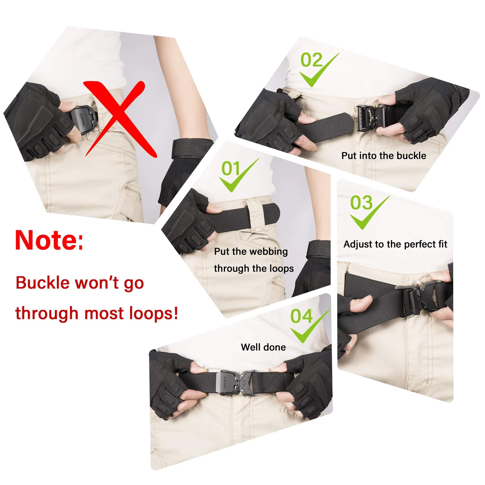 JUKMO Tactical Belt Coffee 3.8 cm (1.5") | Quick Release Aluminium Alloy Buckle & Stretch Nylon - view 8