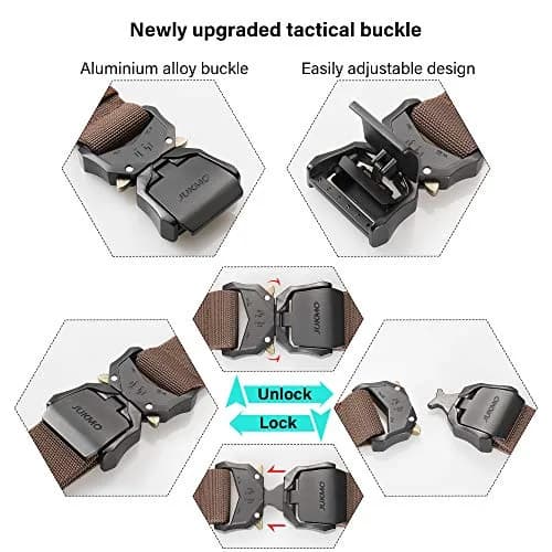 JUKMO Tactical Belt Coffee 3.8 cm (1.5") | Quick Release Aluminium Alloy Buckle & Stretch Nylon thumbnail 2