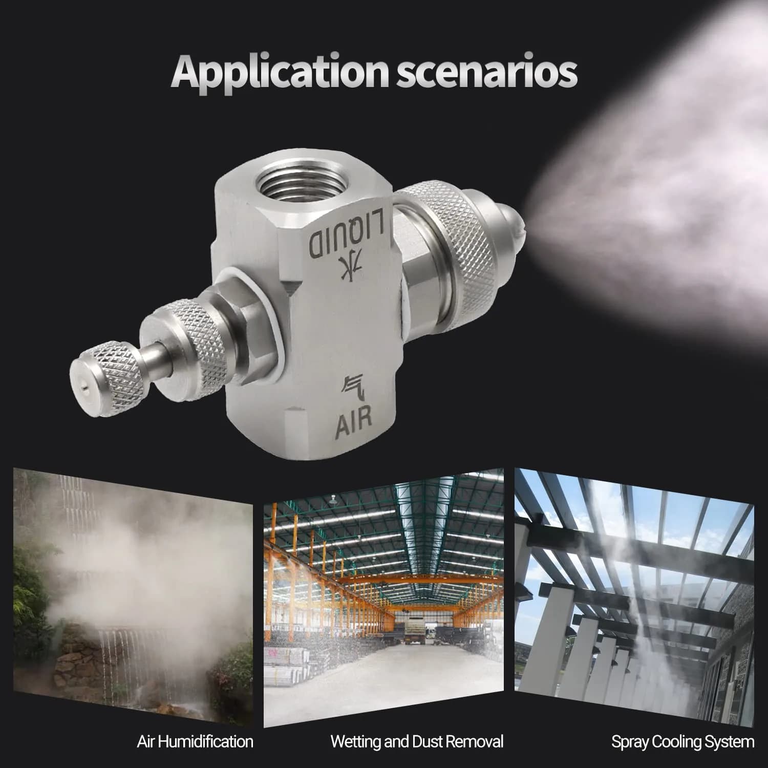 MroMax 1/4BSP Female Thread Air Atomizing Mist Nozzle 304 Stainless Steel | 130 Degree Round Spray - view 6
