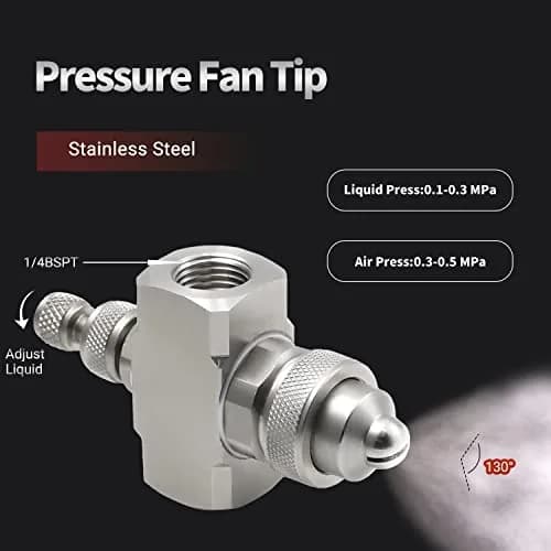 MroMax 1/4BSP Female Thread Air Atomizing Mist Nozzle 304 Stainless Steel | 130 Degree Round Spray thumbnail 3