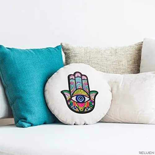 Reluen Evil Eye Iron On Patch Large Sequin Hamsa Hand Embroidered Badge 22cm (8.7in) x 19.5cm (7.7in) thumbnail 8