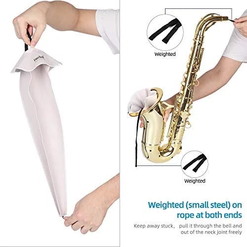 Imelod Saxophone Cleaning Kit with Case for Alto Tenor Clarinet Flute | 4pcs Cloth, Mouthpiece Brush, Dark Gray thumbnail 3