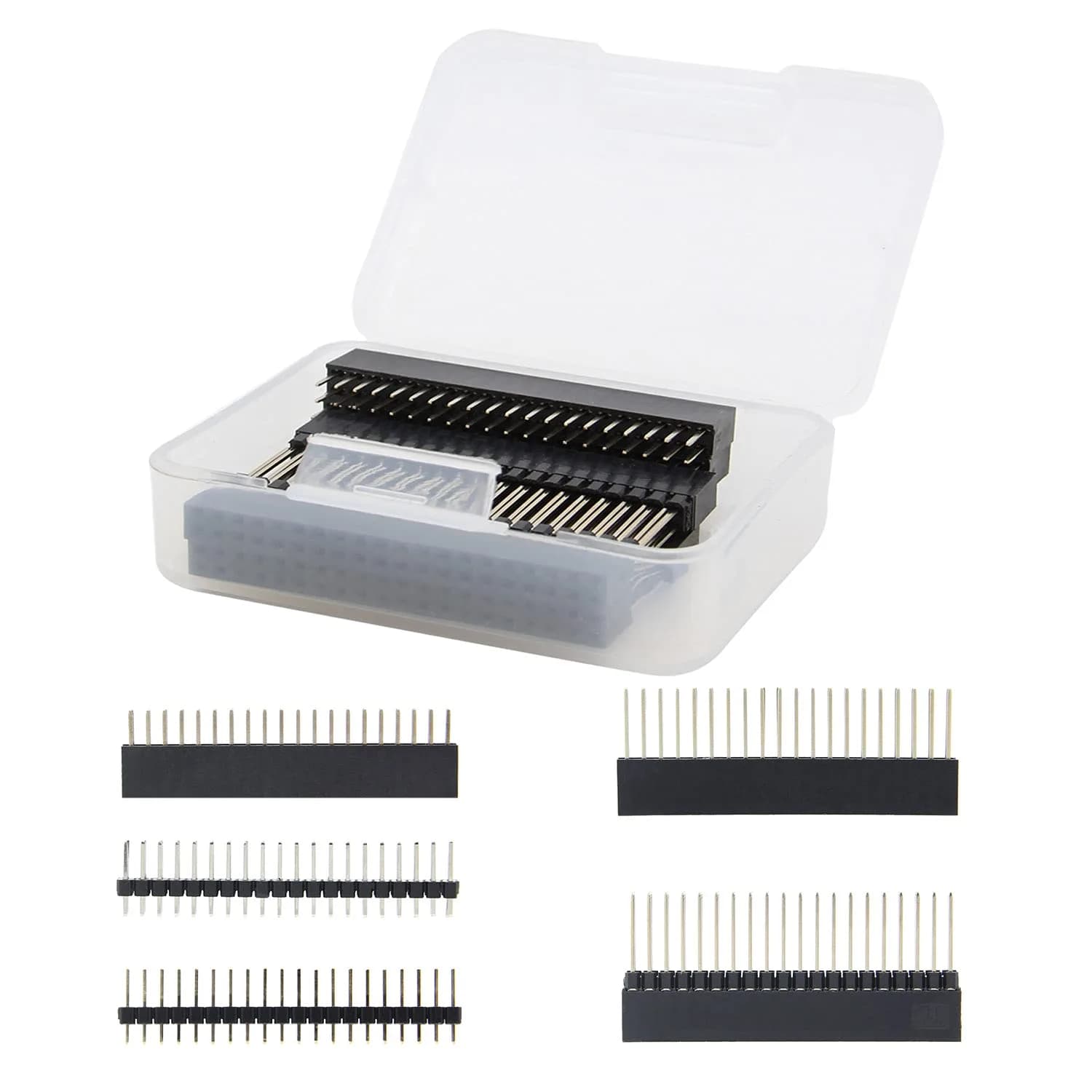 Geekworm 2x20 40 Pin GPIO Stacking Female Header Kit for Raspberry Pi | 10-Piece Set for DIY Electronics — Black