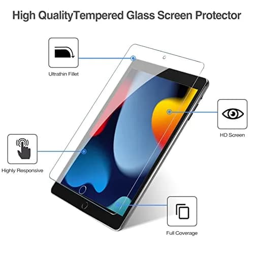 ProCase 2 Pack Screen Protector for iPad 10.2 Inch (9th/8th/7th Gen) - 25mm (0.98 Inch) | 9H Hardness Tempered Glass, Ultra Clear, Scratch Resistant, Bubble Free Install thumbnail 3