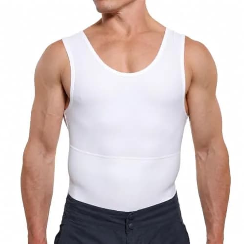 Esteem Apparel Max Gynecomastia Compression Shirt for Men (White, Large) | Slimming Chest & Abs Support thumbnail 1
