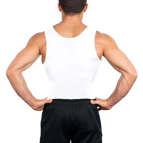 Esteem Apparel Max Gynecomastia Compression Shirt for Men (White, Large) | Slimming Chest & Abs Support thumbnail 9