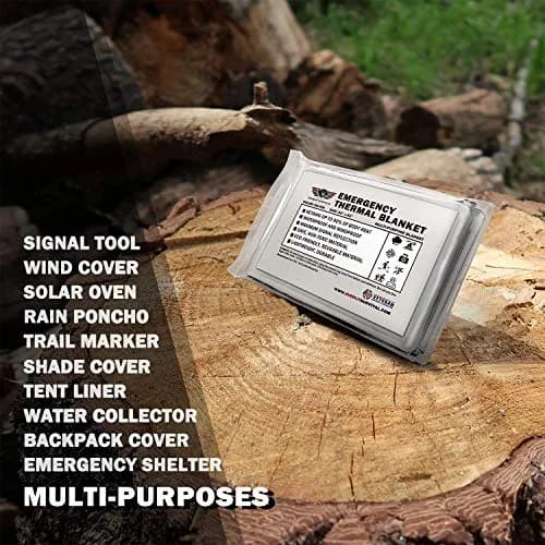 EVERLIT Survival Emergency Mylar Thermal Blankets 4 Pack Silver | Retains 90% Body Heat thumbnail 4