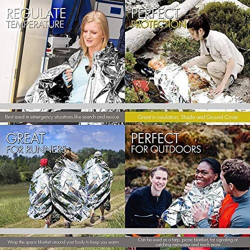 EVERLIT Survival Emergency Mylar Thermal Blankets 4 Pack Silver | Retains 90% Body Heat thumbnail 6