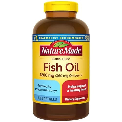 Nature Made Burp Less Fish Oil Omega 3 1200 mg Softgels 300 Count | 720 mg Omega-3s for Heart Health Support thumbnail 1