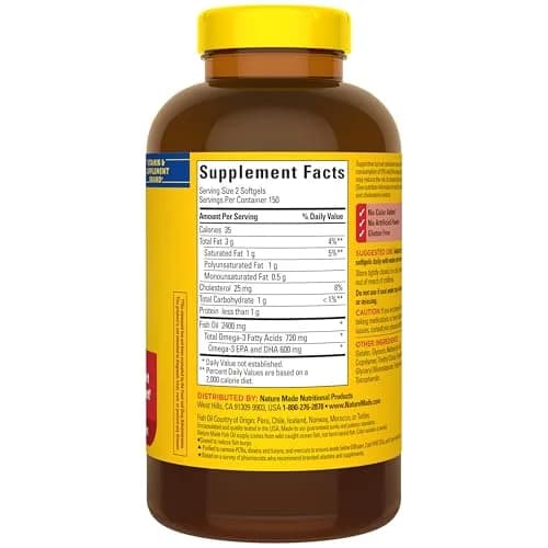 Nature Made Burp Less Fish Oil Omega 3 1200 mg Softgels 300 Count | 720 mg Omega-3s for Heart Health Support thumbnail 7