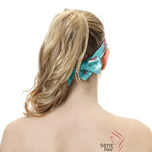 Sent Hair Extra Long Satin Bonnet Sleep Cap for Women, Double Layer Silky Hair - Soft Elastic Band, Green Floral | Protects Long Hair thumbnail 5