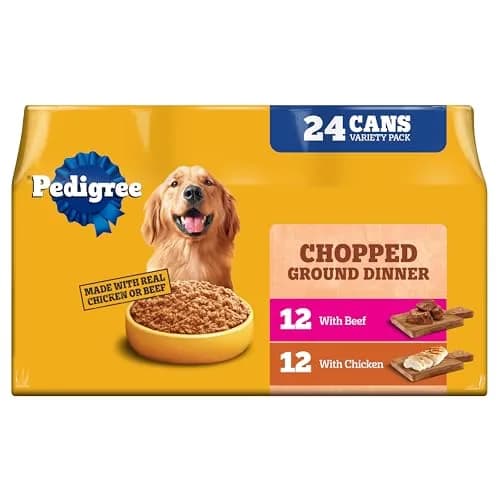 Pedigree Chopped Dinner Wet Dog Food, Chicken & Beef, 13.2 oz | Complete Adult Nutrition, Hydration Support thumbnail 1