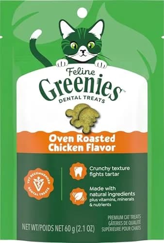 Greenies Feline Natural Dental Cat Treats Roasted Chicken Flavor 60g (2.1 oz) | Vet-Recommended Oral Care for Cats thumbnail 1