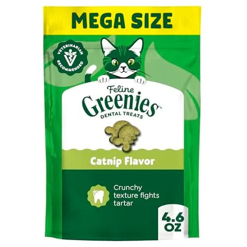 Greenies Feline Natural Dental Cat Treats, Catnip Flavor, 130.4g (4.6 oz) | Vet-Recommended Oral Care for Cats thumbnail 1