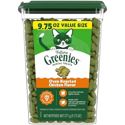 Greenies Feline Natural Dental Cat Treats Roasted Chicken Flavor 9.75 oz (276 g) | Vet-Recommended Oral Care for Cats thumbnail 1