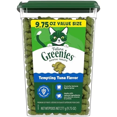 Greenies Feline Natural Dental Cat Treats, Tempting Tuna Flavor, 9.75 oz (276 g) | Vet-Recommended for Daily Dental Care thumbnail 1