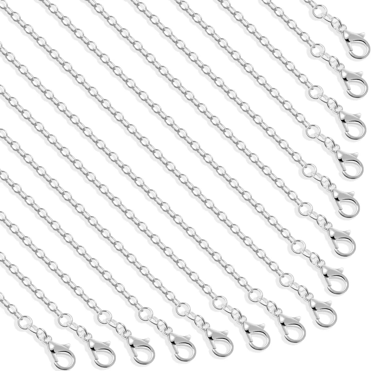 Selizo Silver Plated Cable Necklace Chains 56.5 cm (22 Inches) | 30 Pack for Jewelry Making - main product image