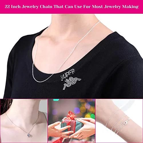 Selizo Silver Plated Cable Necklace Chains 56.5 cm (22 Inches) | 30 Pack for Jewelry Making thumbnail 4