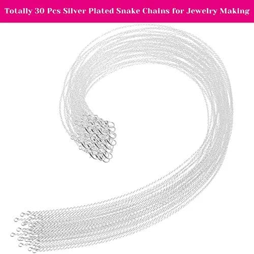 Selizo Silver Plated Cable Necklace Chains 56.5 cm (22 Inches) | 30 Pack for Jewelry Making thumbnail 2