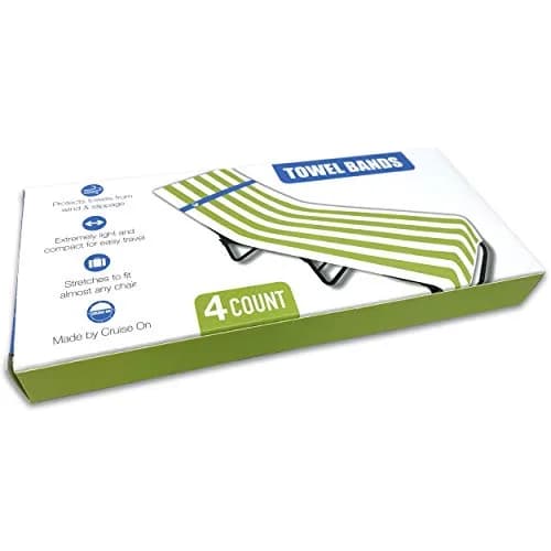 Cruise On Towel Bands for Cruise Chairs, 4 Pack, Blue | Flexible Latex Towel Holders for Beach & Pool thumbnail 6