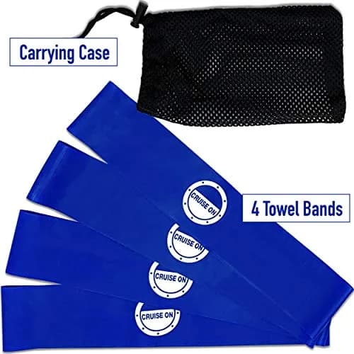 Cruise On Towel Bands for Cruise Chairs, 4 Pack, Blue | Flexible Latex Towel Holders for Beach & Pool thumbnail 3