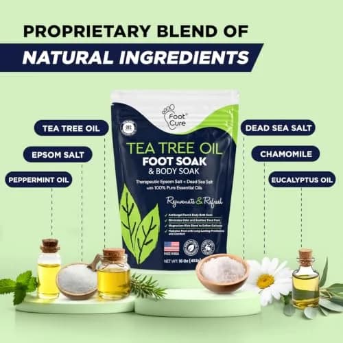 FOOT CURE Tea Tree Oil Epsom Salt Foot Soak 473ml (16 Fl Oz) | Softens Calluses & Refreshes Tired Feet thumbnail 3