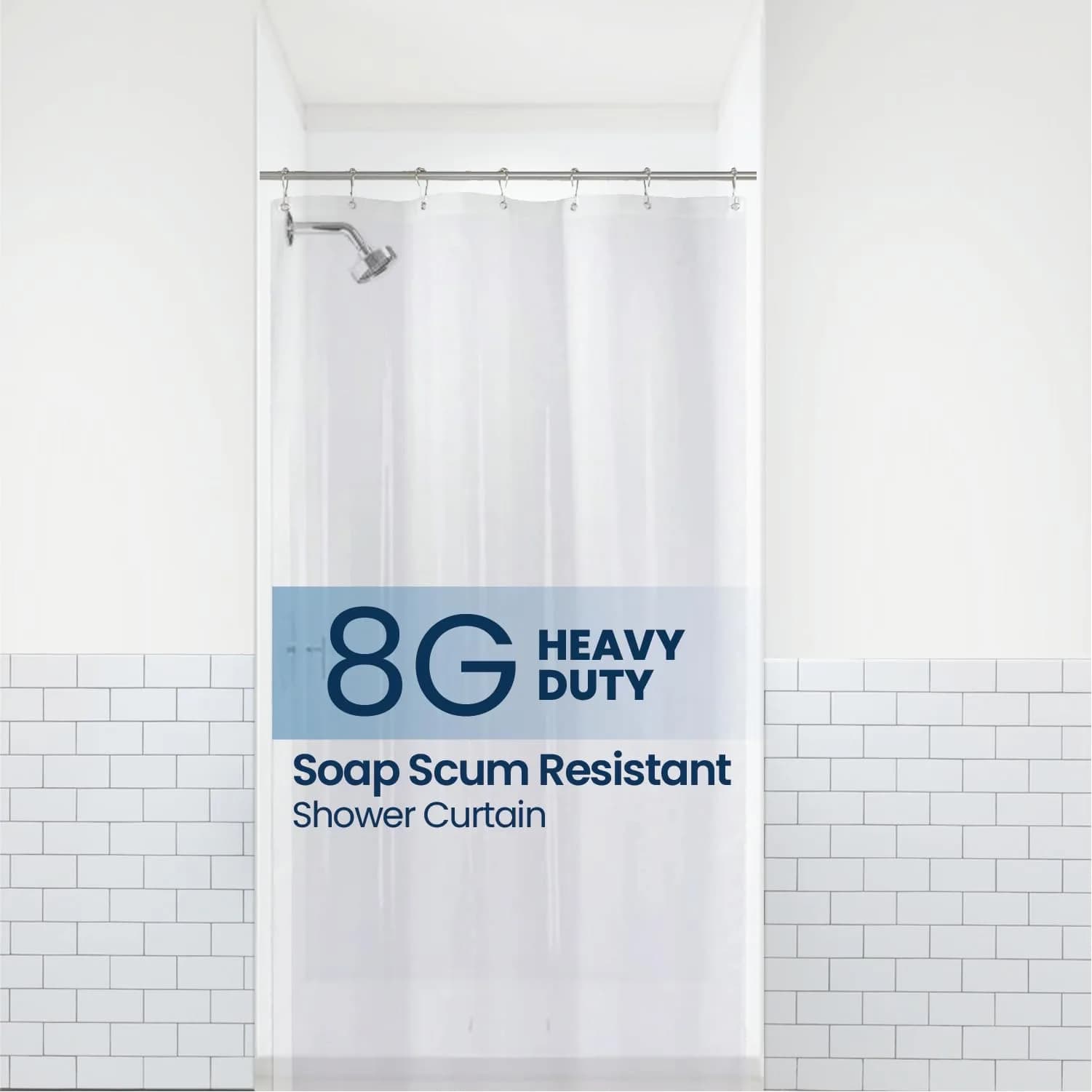 LiBa Shower Curtain PEVA 8G 36x72 Inch Waterproof Clear | Water-Resistant Bathroom Essential
