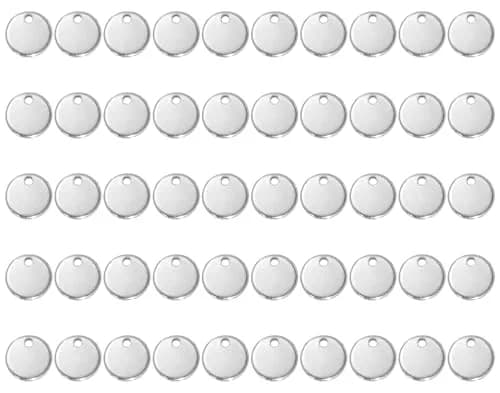 Shapenty Small Round Stainless Steel Flat Blank Stamping Tag Pendants 8MM | DIY Jewelry Charms thumbnail 1