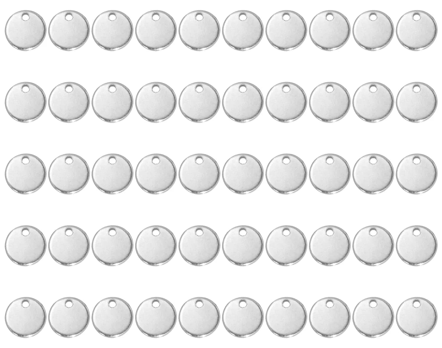 Shapenty Small Round Stainless Steel Flat Blank Stamping Tag Pendants 8MM | DIY Jewelry Charms