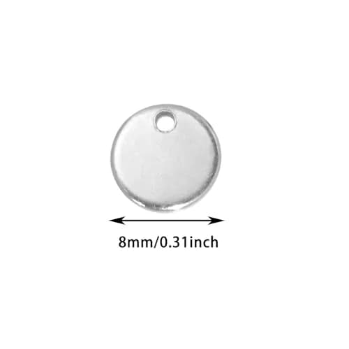 Shapenty Small Round Stainless Steel Flat Blank Stamping Tag Pendants 8MM | DIY Jewelry Charms thumbnail 2
