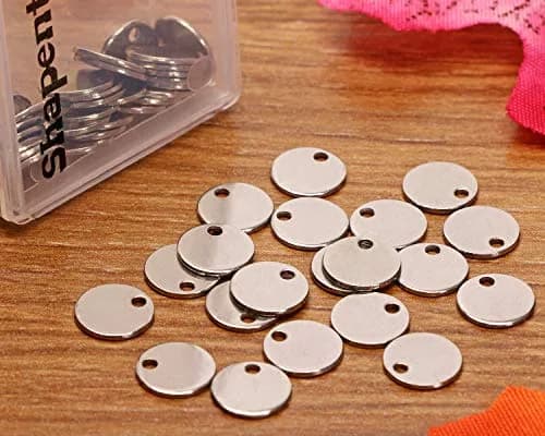 Shapenty Small Round Stainless Steel Flat Blank Stamping Tag Pendants 8MM | DIY Jewelry Charms thumbnail 4