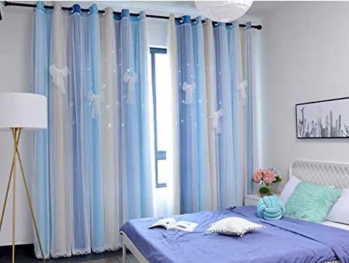 Yancorp Rainbow Curtains for Girls Bedroom 52"W x 84"L | Starry Sky Effect with Grommet Top thumbnail 4