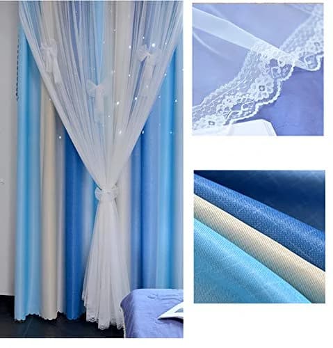 Yancorp Rainbow Curtains for Girls Bedroom 52"W x 84"L | Starry Sky Effect with Grommet Top thumbnail 6