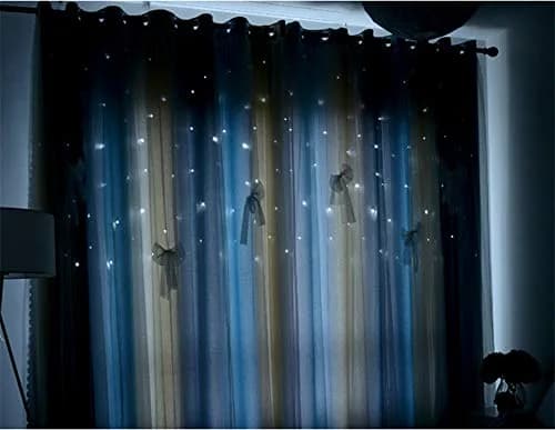 Yancorp Rainbow Curtains for Girls Bedroom 52"W x 84"L | Starry Sky Effect with Grommet Top thumbnail 3