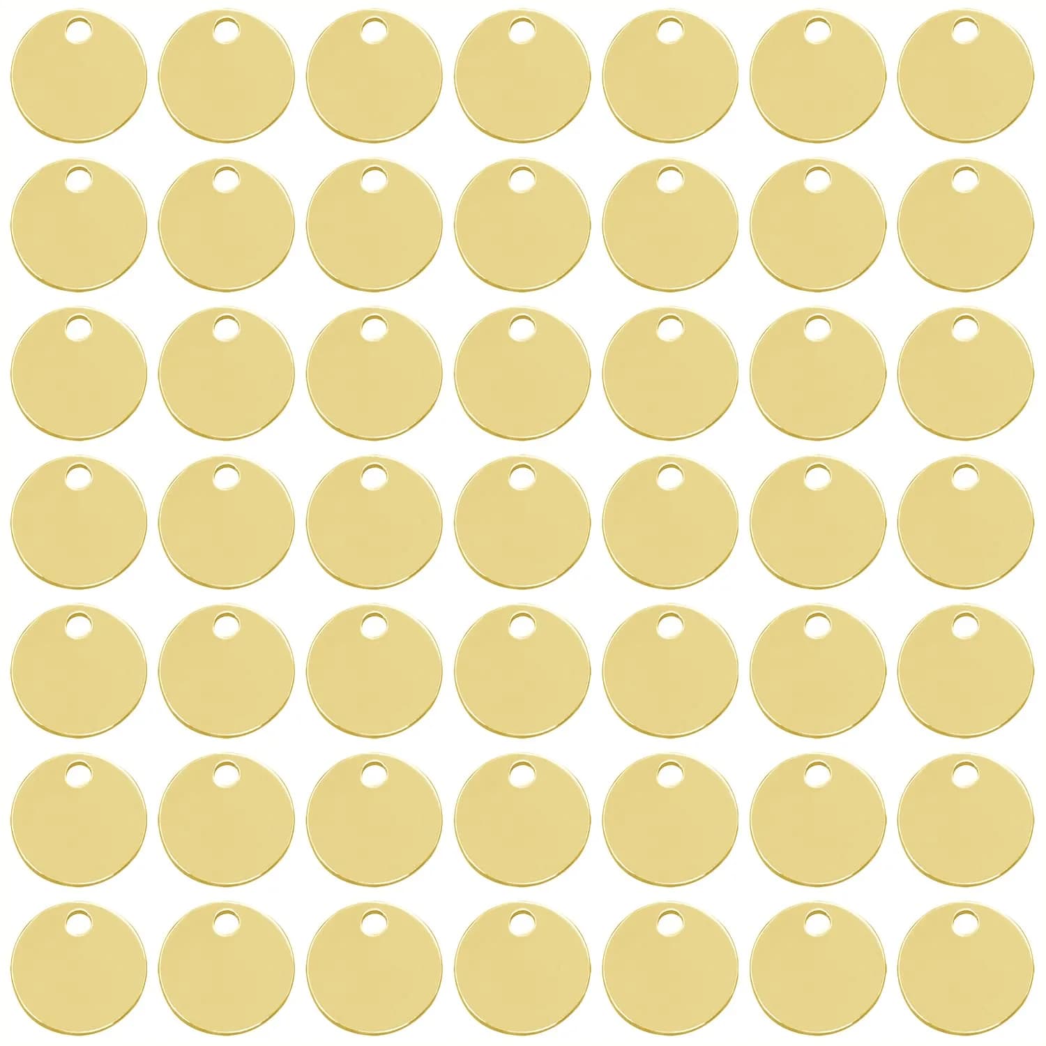 Shapenty Small Round Stainless Steel Flat Blank Stamping Tag Pendants 8MM | DIY Jewelry Charms — Gold / 8MM