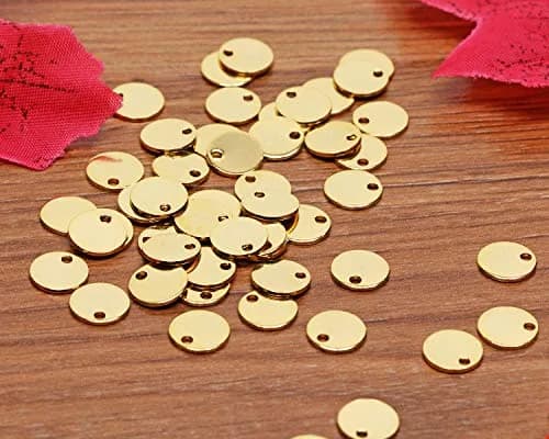 Shapenty 8mm Gold Round Stainless Steel Stamping Charms (50PCS) | Jewelry Making Supplies thumbnail 2