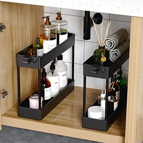 SPACEKEEPER Slim Rolling Storage Cart, 4 Tier Bathroom Cart Organizer, Black | Space-saving, Durable Plastic Design thumbnail 2