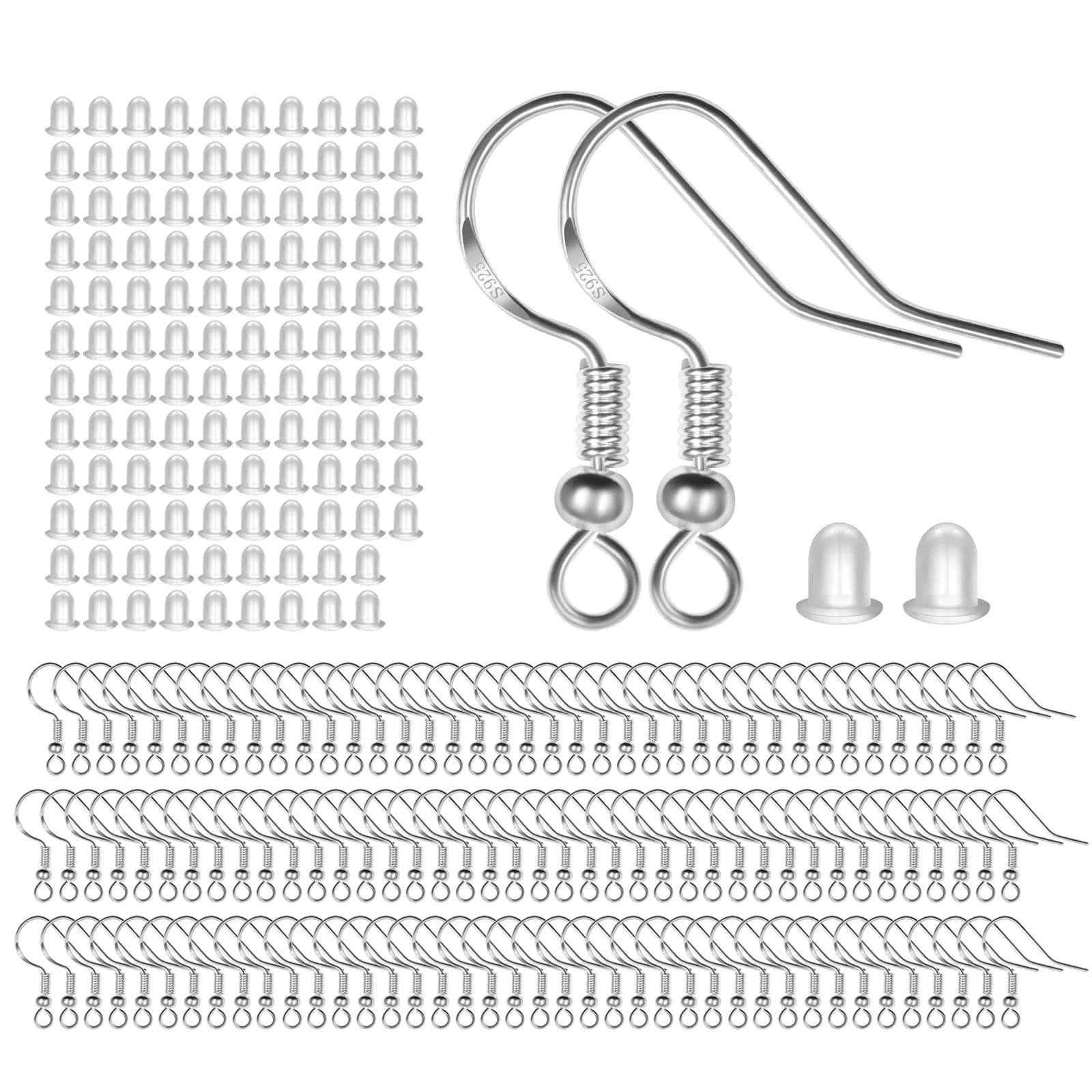 MENKEY Sterling Silver Earring Hooks 120 PCS | Hypoallergenic Jewelry Findings for DIY