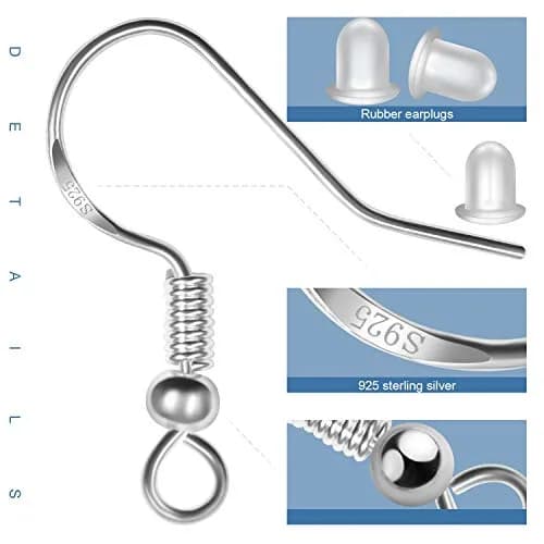 MENKEY Sterling Silver Earring Hooks 120 PCS | Hypoallergenic Jewelry Findings for DIY thumbnail 3