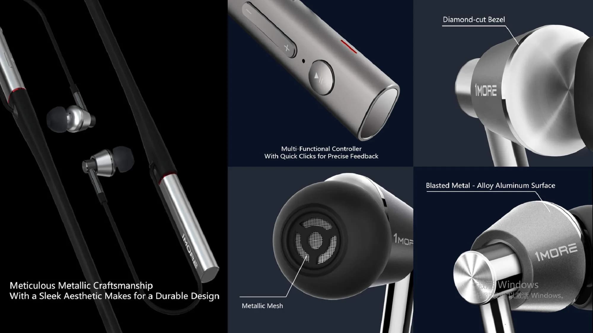 1MORE Triple Driver Neckband Earbuds Gold, Silver | Hi-Res LDAC Wireless Sound Quality - view 4