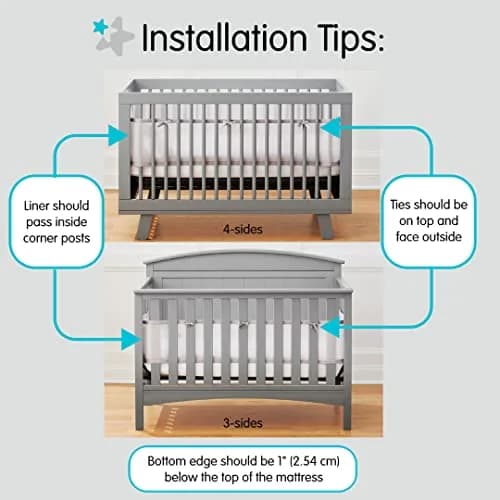 AirflowBaby Mesh Crib Liner for Full-Size Slatted Cribs | Lightweight 2mm Mesh Panels, Helps Reduce Slipping, Machine Washable, Gray, 9 inch thumbnail 5